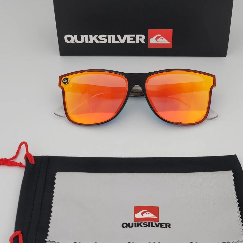 Quiksilver Round Flat Lens Sunglasses Black-Orange Fade Orange Mirror Lens Q27